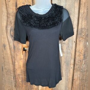 Robb & Nikki Black Top with Ruffles - Size XSmall - NWT